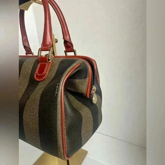 Authentic FENDI Pecan Top Handle Boston Bag Vintage handbag beautiful w/COA - Picture 11 of 17